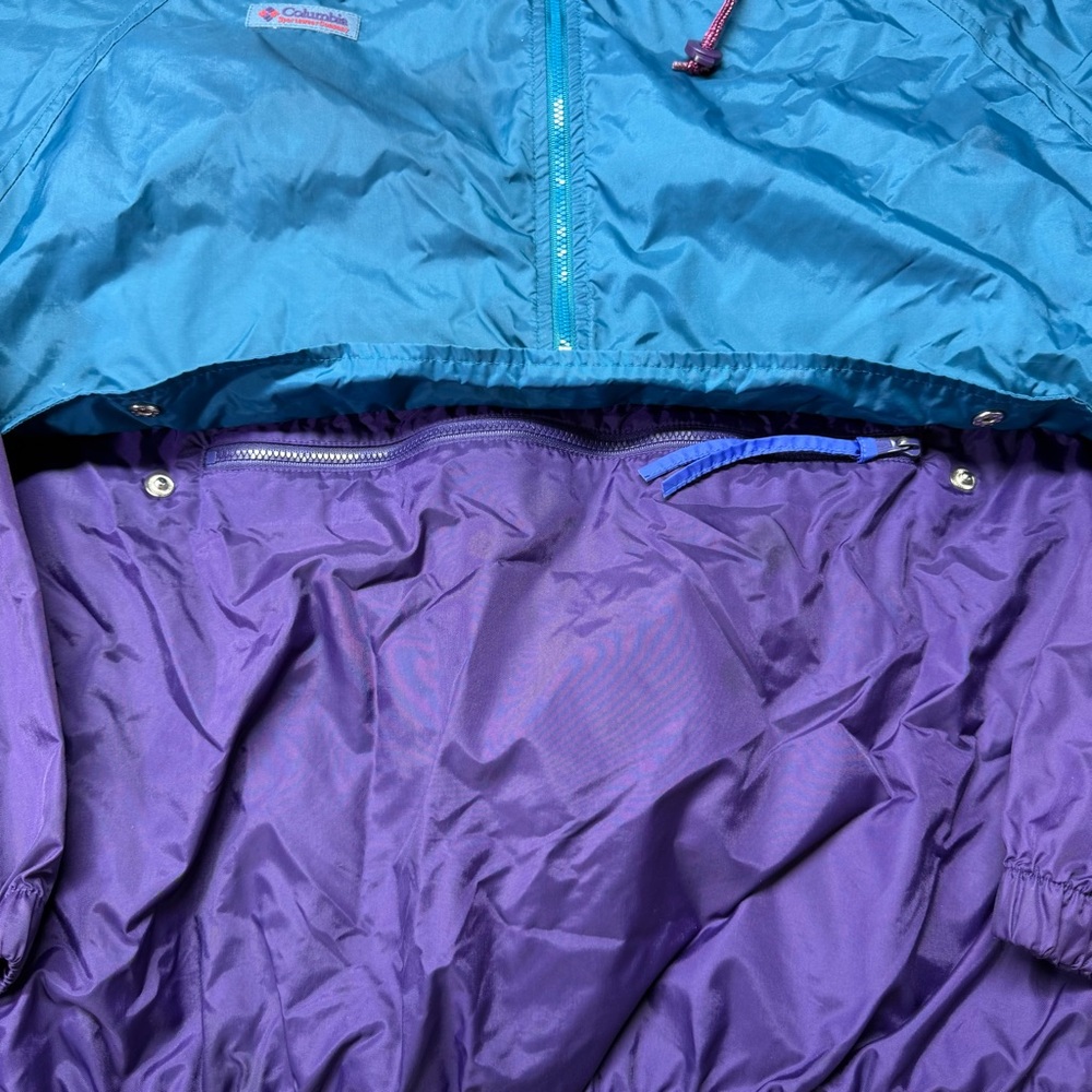 Men’s Vtg 90s Columbia Purple/Blue/Teal Windbreaker Nylon Jacket 1/2‎ Zip Coat L - Picture 4 of 13